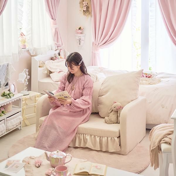 直送】リボンフリルソファーベッド｜かわいいお姫様インテリア家具 