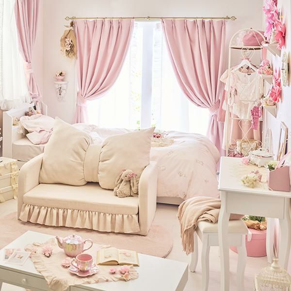 お届けグループD】【直送】リボンフリルソファーベッド｜かわいい  