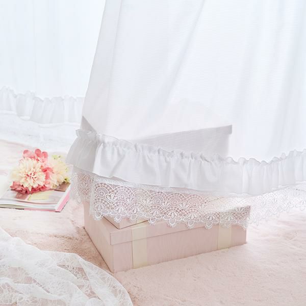 裾レースフリル多機能レースカーテン(幅100×丈108・133・2枚組