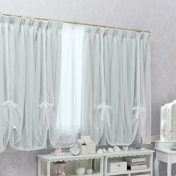 裾レースフリル多機能レースカーテン(幅100×丈108・133・2枚組