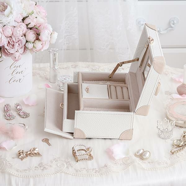 極美品♡海外 インテリア 可愛い ジュエリーボックス ピンク ジュエリーボックス 通販 大容量 アクセサリーケース