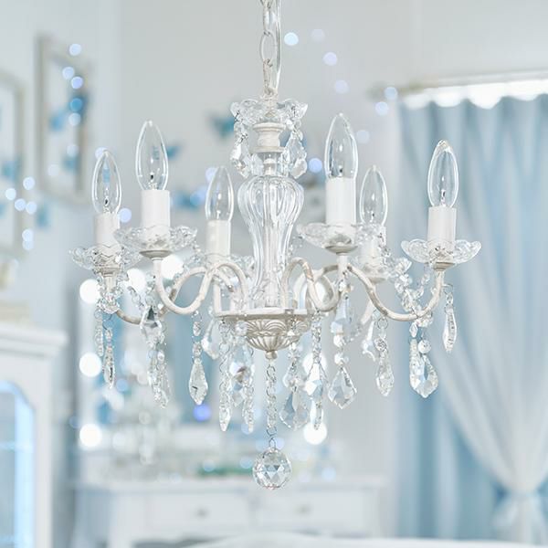 ホワイトシャンデリア 6灯式 ラルーチェ｜アンティーク調シャンデリア