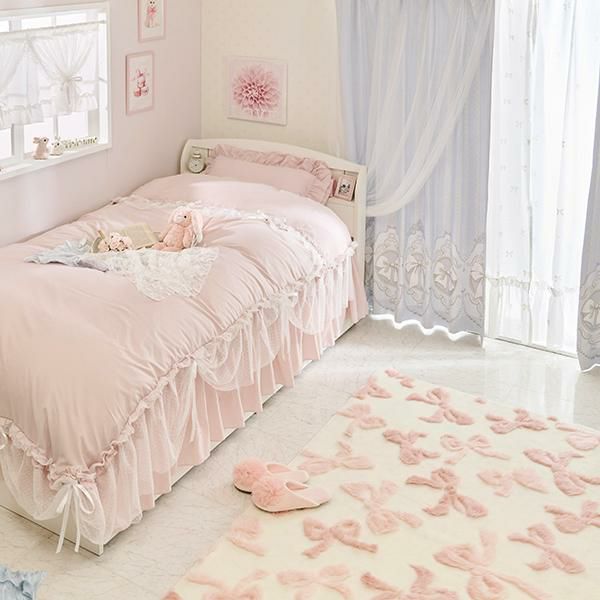 カメオリボン柄遮光カーテン(100×178・185・200)｜かわいいお姫様