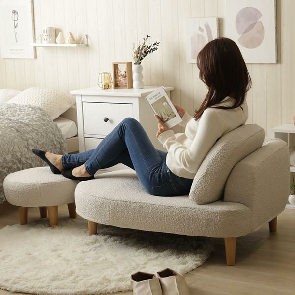 直送】【お届けグループB】もこもこブークレのコンパクトソファ