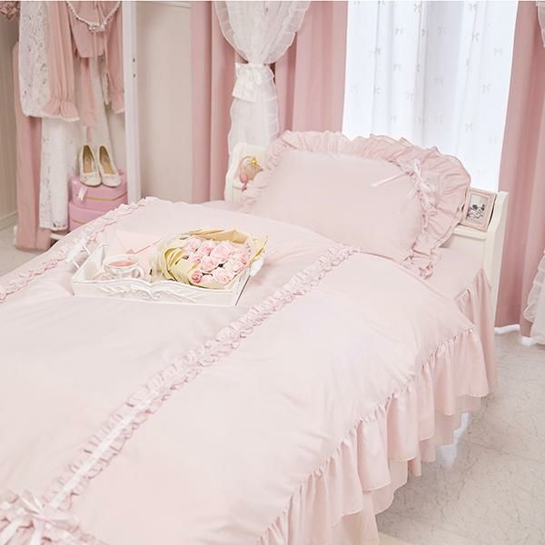 Romantic Princess ミルフィーユ布団カバー セット ロマプリ ミルフィーユリボン布団カバー3点セット(シングル・ピンク