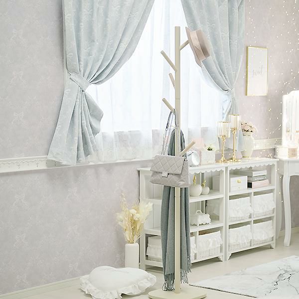 貼ってはがせる壁紙/オーナメントリボン(グレー)｜かわいいお姫様