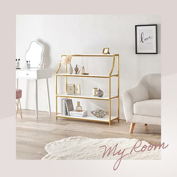 直送】ゴールドフレームラック(幅91cm)/Marble(マーブル)｜かわいい