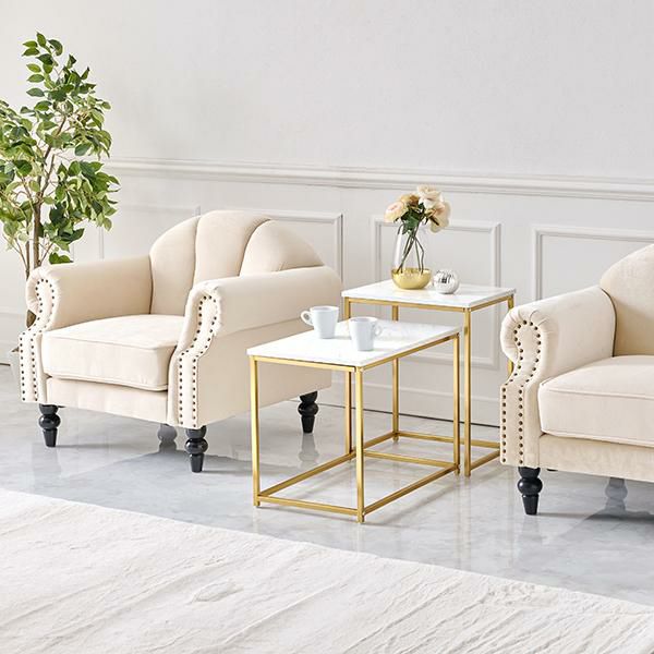 直送】ゴールドフレームサイドテーブル(スクエア)/Marble(マーブル