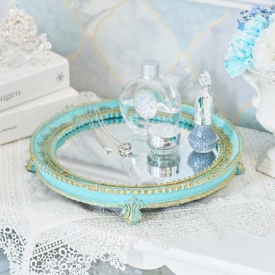 ガラスミラートレー(ブルー)【ラッピング対応可能】｜かわいいお姫様