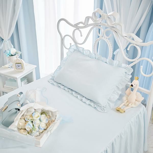 フリル布団カバー4点セット(セミダブル・ブルー)【ラッピング対応可能