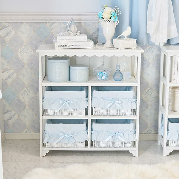 大型】フリルバスケットチェスト(4杯・ブルー)/fille(フィーユ