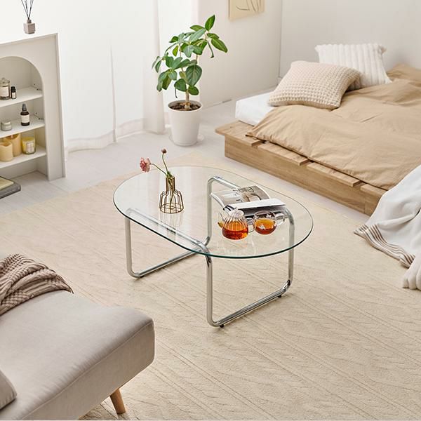 直送】ガラステーブル(ラウンド・幅90cm)｜かわいいお姫様インテリア