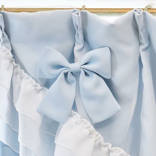 ティアラリボン2WAY遮光カーテン(100×135)/ブルー｜かわいいお姫様