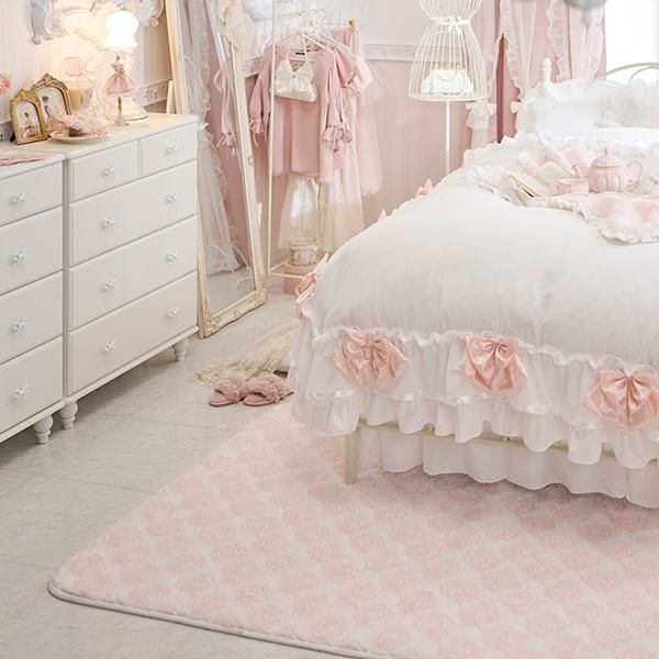 大判/パステルピンクの上品シノワズリラグ No.745 大判/パステルピンク