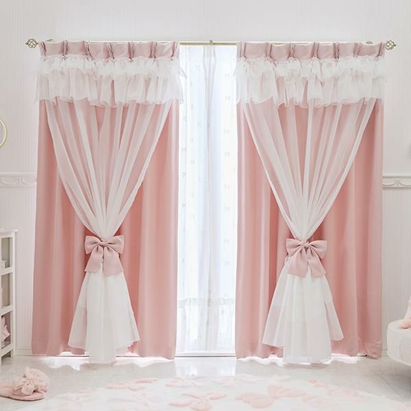 ティアラリボン2WAY遮光カーテン（100×135）/ピンク ロマプリ ティアラリボン2WAY遮光カーテン(100×135)/ピンク｜かわいいお姫様